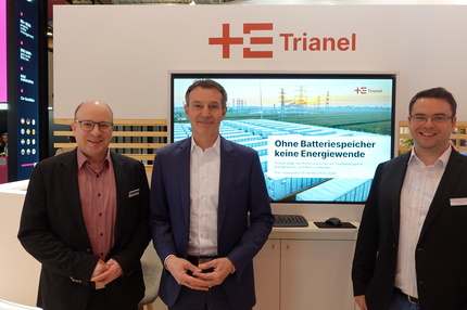 Markus Hagel, Klaus Horstick und Lars Becker während der Pressekonferenz auf der E-World 2026